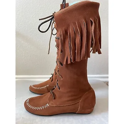 NYLA Brown Valley Moccasin Lace Up Boots • $28