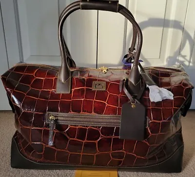 Fabulous Dooney And Burke Cognac Crick Embossed Leather Medium Duffle Bag  Nwt • $399.99