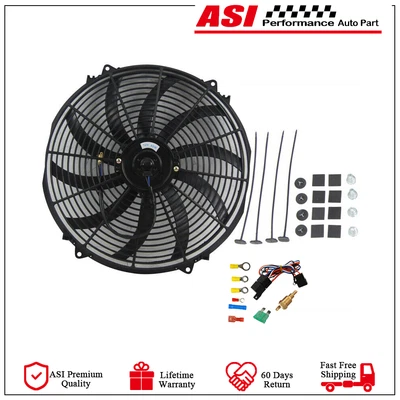 $44.99 • Buy 16  Universal Slim Fans Push Pull Electric Radiator Cooling 12V Mounting Kit ASI