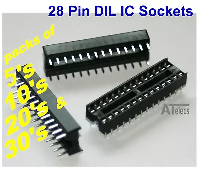 IC Sockets 8 14 28 Pin DIL DIP Socket Low Profile 10 20 Or 30 Pack - UK Stock • £3.31