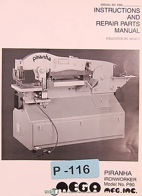 Piranha P90 Ironworker Instructions And Spare Parts Manual • $46