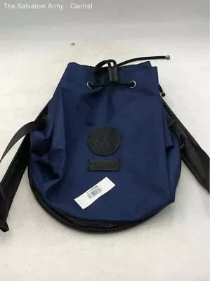 Versace Womens Blue Adjustable Strap Inner Pockets Drawstring Backpack COA • $29