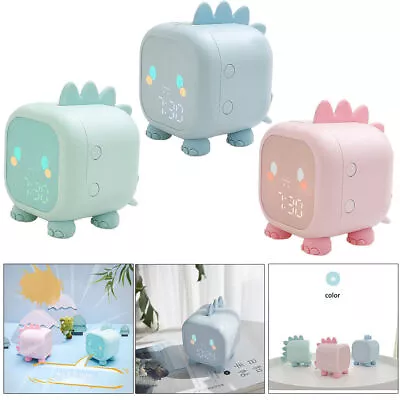 Cartoon Dinosaur Alarm Clock Student Silent Bedroom Night Light Kids Table Lamp • $28.95