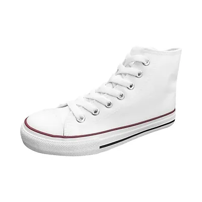 Ish Original Men White Blank High Top Red Black Rubber Sole Canvas Sneakers • $29.95