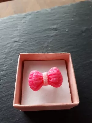 £5 • Buy New Pink Bow Glittery Plastic Ring Size Adjustable! Childrens Jewellery