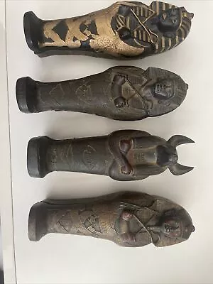 Egyptian Sarcophagus - EGYPTIAN FIGURES AND STATUES MUMMY COFFINS SET OF 4 • £30