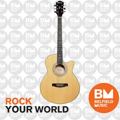 Monterey MA-15TN Acoustic Guitar Folk Size Natural Finish W/ Cutaway & Tuner • $79