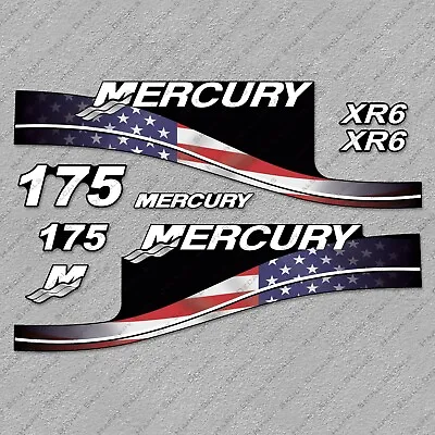Mercury 175 HP XR6 USA Flag Edition Outboard Engine Decal Set • $61.99