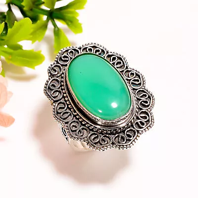 Chrysoprase Gemstone Vintage Handmade 925 Sterling Silver Ring 8.5 US GSR-4687 • $16.99