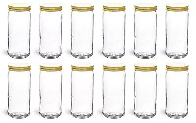 8 Ounce Glass Tall Mason Canning Jars 58mm Mouth - With Gold Metal Lids - Cas... • $36.79