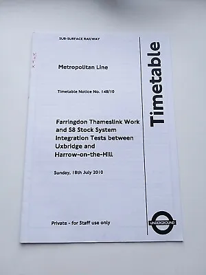 18 Jul 2010 Metropolitan Line London Underground Timetable London Transport  • £7.50