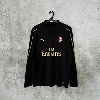 Ac Milan 2018 2019 Training Football Jacket Puma Track Top 1/4 Jersey Size Xl • £59.99