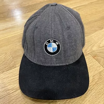 BMW Lifestyle One Size Grey Leather Strapback Vintage 80s Vtg Made In USA Hat • $29