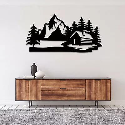 Wall Art Home Decor Metal Acrylic 3D Silhouette Poster USA Cabin Scenery • $91.52