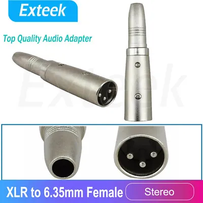 XLR Male To 6.5mm 1/4 Inch TRS Female Adapter Converter 6.35mm Guitar Mic Line • $5.99