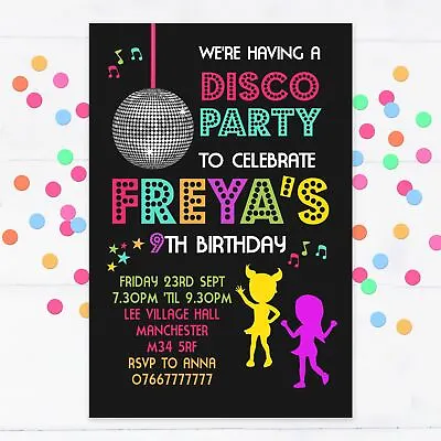 Personalised Disco Dance Party Invitations Birthday Invites 10 + Envelopes • £5.95