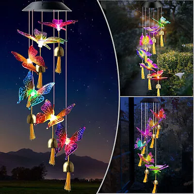 Solar Powered Led Color Changing Wind Chime Light Outdoor Garden Tree Decor • £9.99