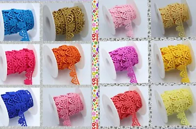 1.30CM Wide 2 Meter Lot Daisy Fine Flower Edge Lace Trim Colours Guipure Sew On • £3.95