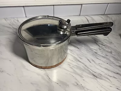 Vintage Revere Ware 1801 Stainless Pressure Cooker 4 Qt. Pot Copper Clad Bottom  • $39.95