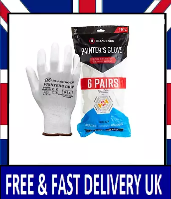 Blackrock Pack Of 6 Pairs Lightweight Painter's PU Grip Safety Work Gloves Mens • £7.19