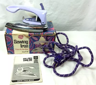 Vintage GE Sewing Iron Model F87  In Original Box ~ Heats Up                 T60 • $29