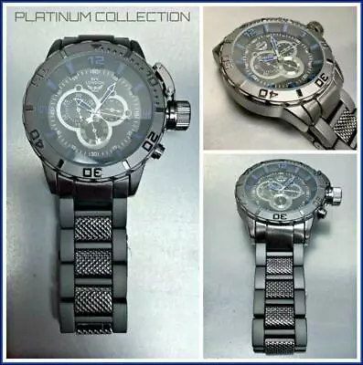 Men Large OVERSIZE DIVER Round Gunmetal Exotic Designer Fashion WRIST WATCH 48mm • $39.99