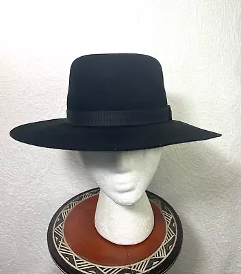 Mallory By Stetson Vintage DW461 Fedora Hat Black Pure Wool Size 7 • $36.50