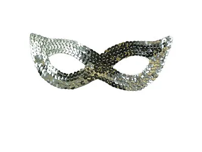 TRIXES Silver Sequin Masquerade Mask NEW Fancy Dress Party Carnival Ball • £2.07