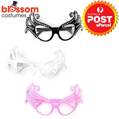 JDP39 Dame Edna Diamante Cat Eye 80s 50s Diamontes Drag Queen Costume Glasses • £6.17