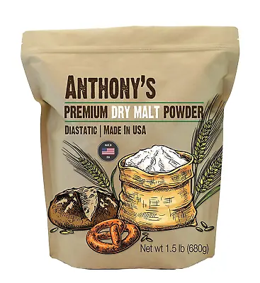 Diastatic Dry Malt Powder 1.5 Lb Made In The USA Diastatic Malted Barley Flo • $20.99