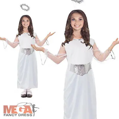 Angel Girls Fancy Dress Nativity Gabriel Christmas Kid Childs Costume Outfit New • £6.99