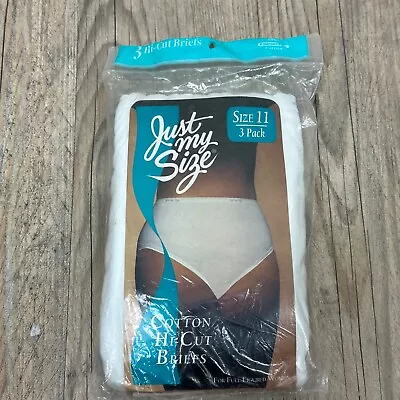 Women's Vintage Cotton Briefs Just My Size For Full Figure Size 11 White 3 Pack • $10.49