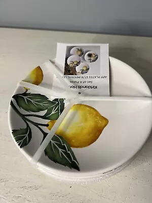 Set Of 4 Kirklands Home App Lemon Plates 6” Dish Safe Microwave Safe Lemons NWT • $15.94