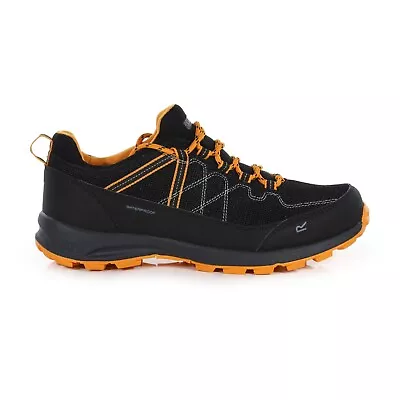 Regatta Mens Samaris Lite Waterproof Low Walking Shoes - Black/Orange / UK9 • £37.99