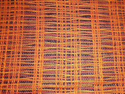 Vtg 70s Mid Century MOD 3 Tone Orange Open Weave Drapery Fabric 50  X 10 Yds • $159