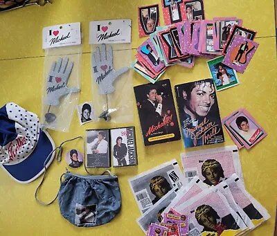 Vintage Michael Jackson Lot Hat Cards Pin Books Tapes Glove Purse • $74.99