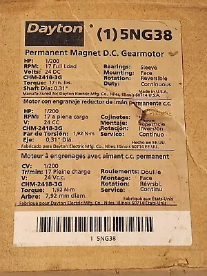 Dayton 5NG38 Permanent Magnetic DC Gear Motor Triangle Machinery 330-0176 • $42