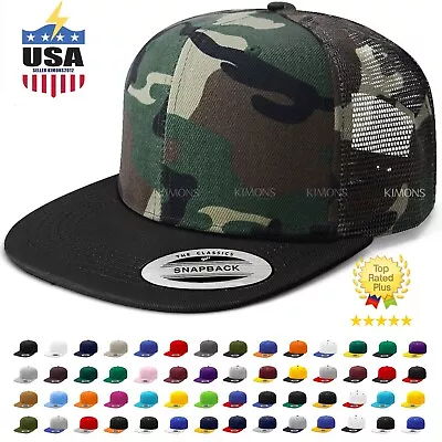 Snapback Hat Hip Hop Trucker Flat Baseball Cap Mesh Plain Blank Men Army CS 1 • $8.65