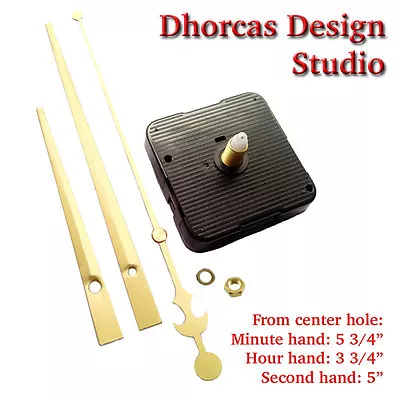 (#02) Quartz Clock Kit 1/2  Thread LONG SHAFT High Torque Motor & Gold 6  Hand • $10.25