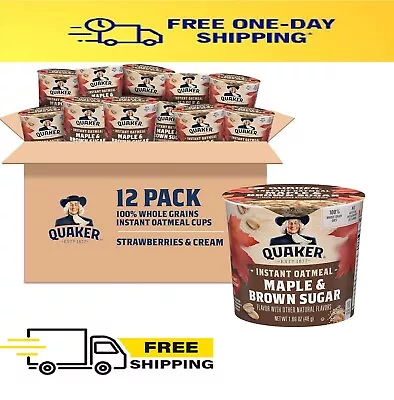 Quaker Instant Oatmeal Express Cups Maple & Brown Sugar 1.69 Ounce (Pack Of 12 • $20.89