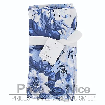 Pottery Barn Blue/White  Garden Floral Cotton/Linen Napkins - Set Of 4 MSRP $40 • $27.99