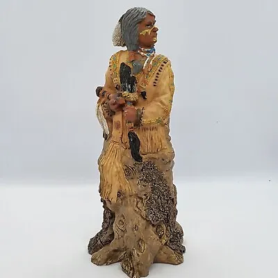 Vintage Native American W/ Peace Pipe Medicine Man Chief Figurine Statue 8inch • £24.99