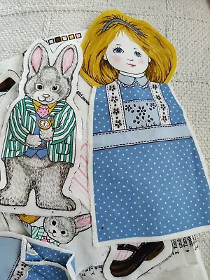 Vintage Alice In Wonderland Fabric Printed Doll Rabbit  Cut Ready To Sew • $5