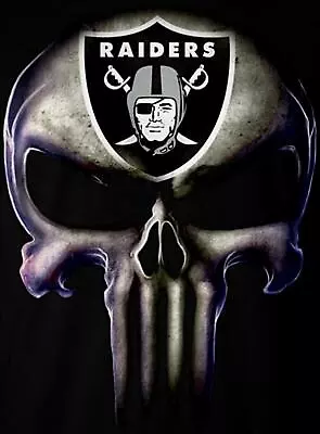 2 Oakland Raiders Waterproof Vinyl Punisher Skull Stickers Las Vegas Decal 5x3.8 • $4