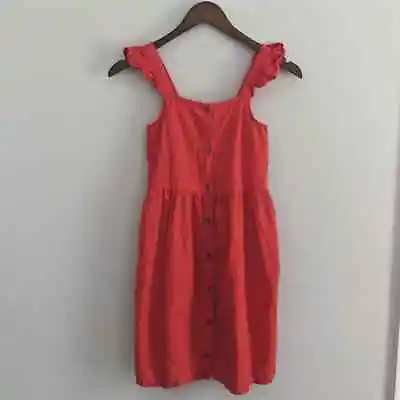 H&M Red Coral Flutter Sleeve Girls Dress 9-10 • $9