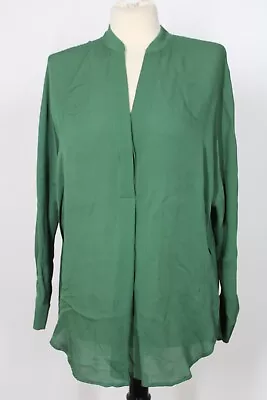 Vince S Green Silk Split Neck Popover Tunic Top • $23.99