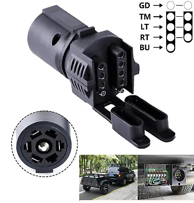 7 Way Round To 4 Pin 5 Pin Flat Trailer Wire Lighting Adapter RV Tow Connector • $8.25