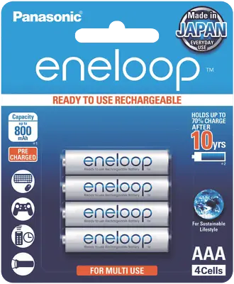 Eneloop AAA Rechargeable Batteries 4 Pack BK-4MCCE/4BA • $19