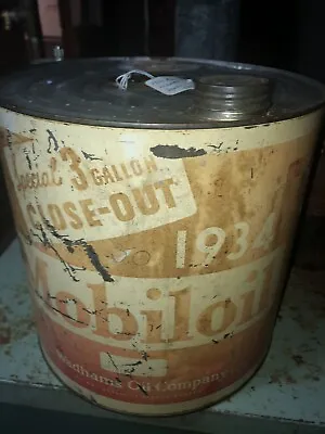 Mobiloil Wadhams 1934 Special Close Out 3 Gallon Motor Oil Can • $65