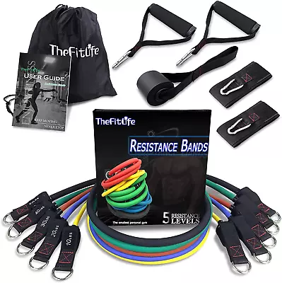 Exercise Resistance Bands With Handles - 5 Fitness Workout Bands Stackable Up To • $52.99